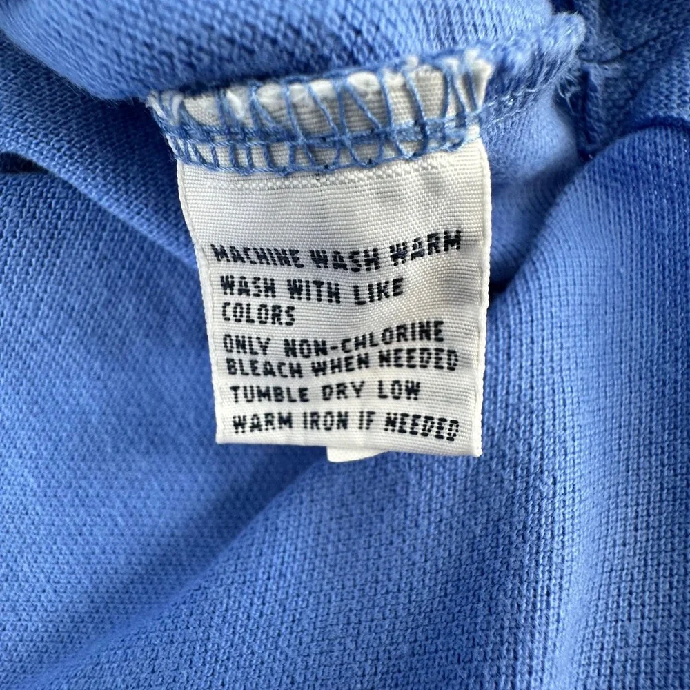 Polo Ralph Lauren Men L‎ Blue Short Sleeve Pique Cotton Polo Shirt Orange Pony
